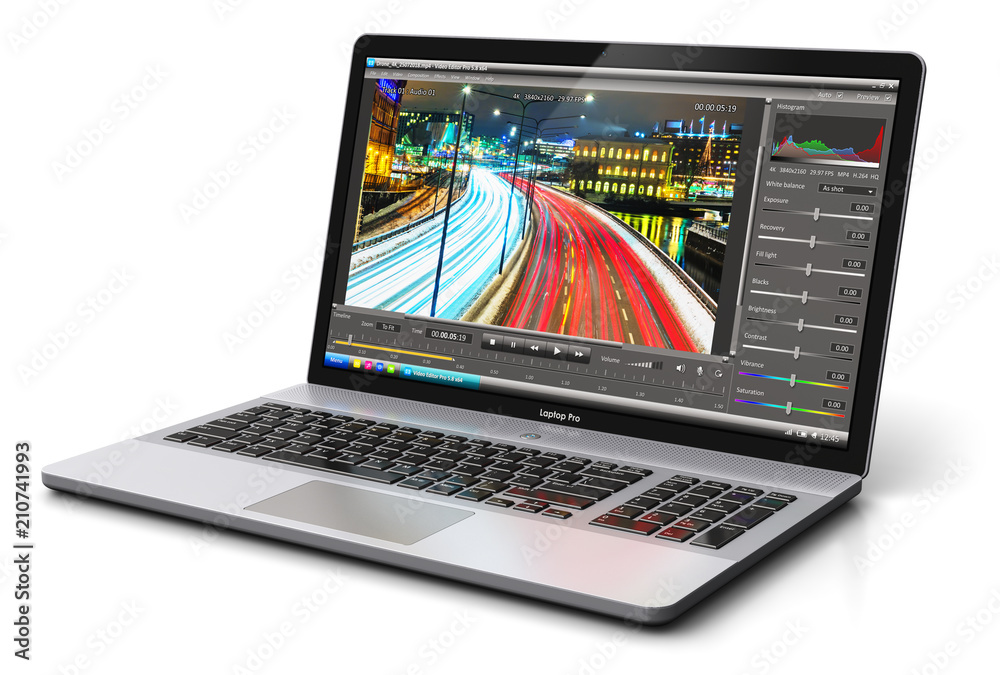 Poster laptop or notebook with video editing software