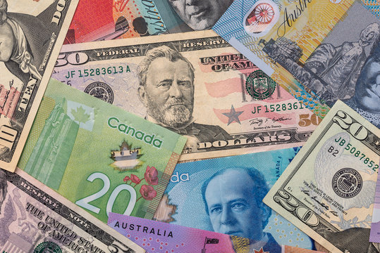 collection on dollar money - usa, canada and australia