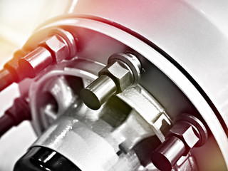 Bolts and nuts of wheel of truck