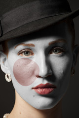 Woman face with painted Japan flag