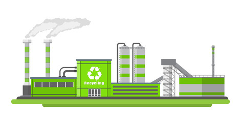 Vector illustration. Plant recycling garbage.