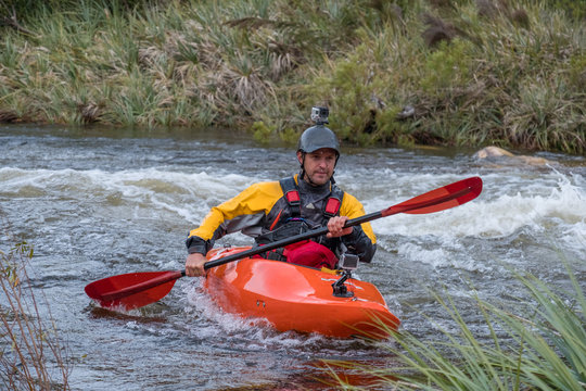 White water kayaking in Du Toits Kloof, South Africa