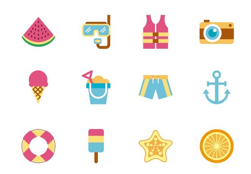 20 Colorful Beach Icons