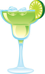 Illustration of a strawberry margarita with a lime