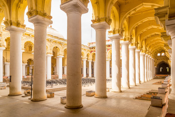 Interior view of the Indian palace, Thirumalai Nayak Palace, Madurai, India