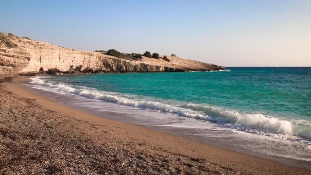 Fourni Beach, Greece - August 2017 - Beautiful Turquoise water in Fourni Beach