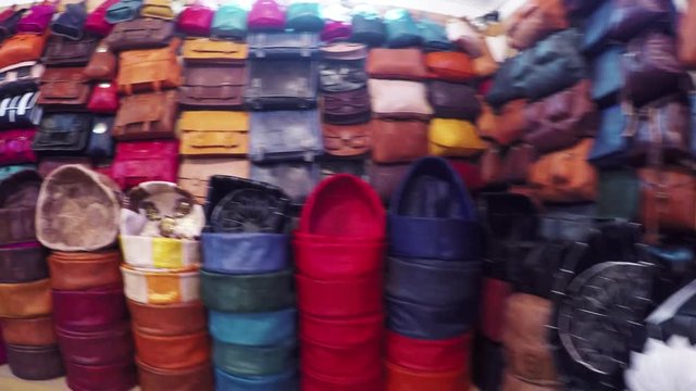 POV, traditional leather marketplace in Morocco