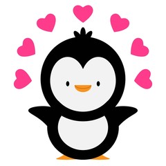 penguin with a hearts 