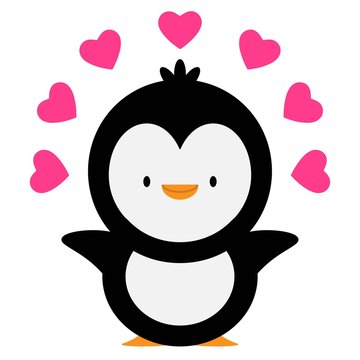 penguin with a hearts 