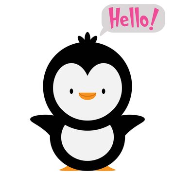 penguin with text Hello!