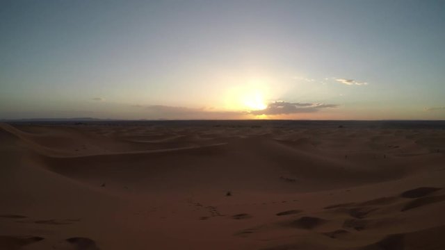 Wide, sunset over Morocco desert