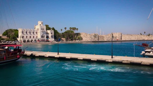 Kos Island Port - Greece - August 2017 - View of Kos Island port by speedboat