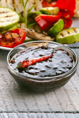 Teriyaki sauce with grilled vegetables
