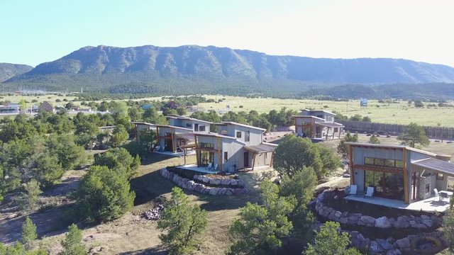 Aerial shot, houses and landscapes at Echo Canyon, Nevada