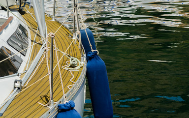 buoy hanging outside the hull of the boat, boat equipment