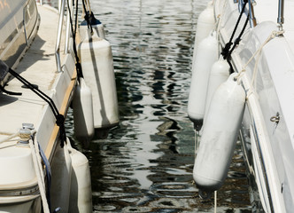 buoy hanging outside the hull of the boat, boat equipment