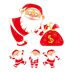 Collection of stickers with Christmas Santa Claus