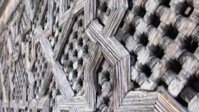 Close up, star patterns on old wooden buildings