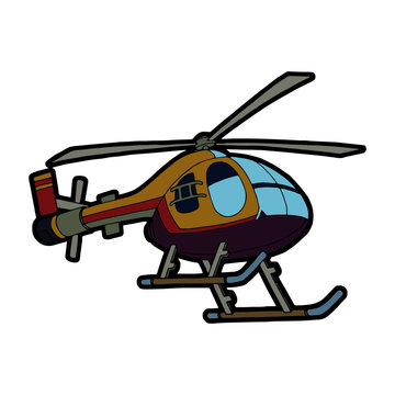 Helicopter cartoon illustration isolated on white background for children color book