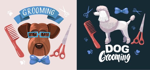 Dog grooming - obrazy, fototapety, plakaty