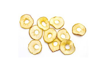 Apple chips on white background
