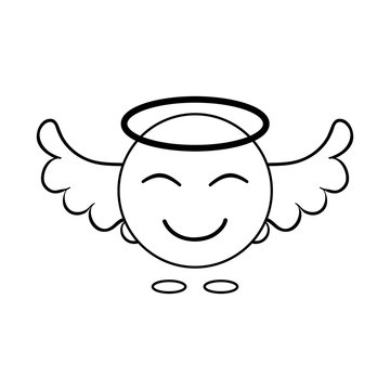 smiley face angel clipart black