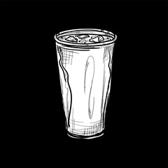 fast food drink cup drawing object black white 