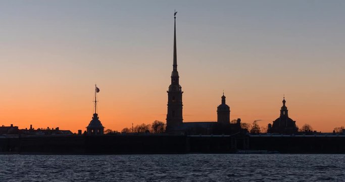 Peter and Paul Fortress night timelapse is the original citadel of St. Petersburg, Russia.