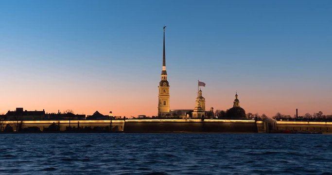 Peter and Paul Fortress night timelapse is the original citadel of St. Petersburg, Russia.