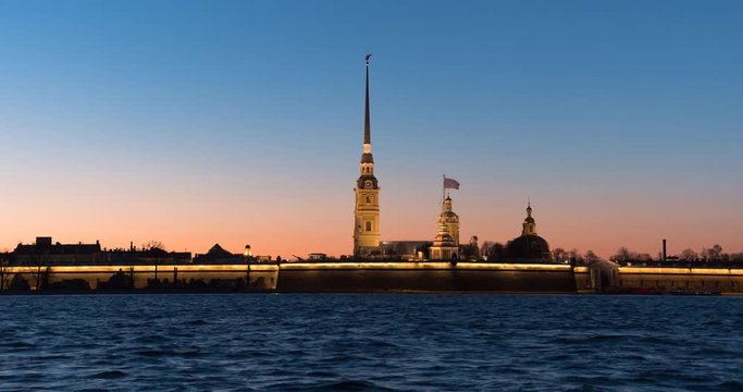 Peter and Paul Fortress night timelapse is the original citadel of St. Petersburg, Russia.