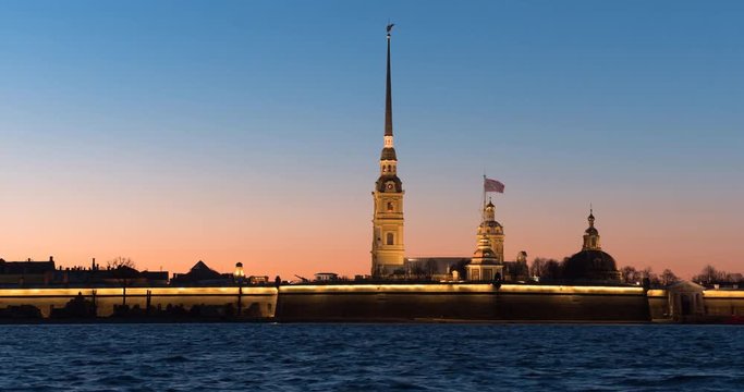 Peter and Paul Fortress night timelapse is the original citadel of St. Petersburg, Russia.