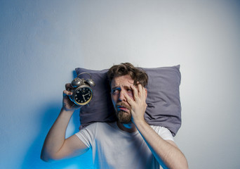 Copy space, man having trouble sleeping