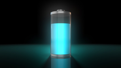 Battery power energy fast recharge voltage green power renewable energy - 3D render graphic