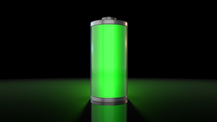 Green batteries Conceptual electrical energy power supply rechargeable battey - 3D render graphic