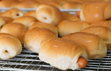 hotdog buns in kitchen