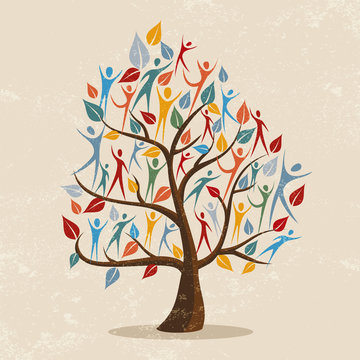 Family tree concept illustration with people icon