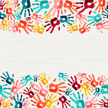 Colorful hand print paint background art