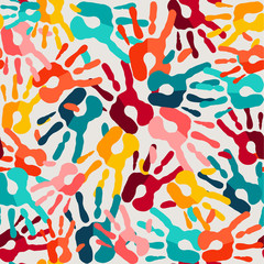 Color hand print seamless pattern background