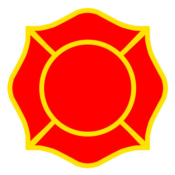 Firefighter Emblem St Florian Maltese Cross Yellow Outline