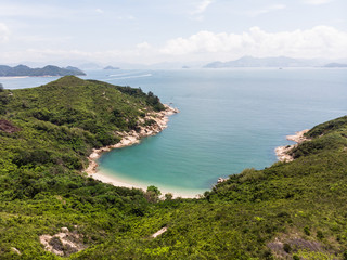 Fototapeta na wymiar Stunning view of an isolated beach and bay in Cheung Chau island in Hong Kong, China