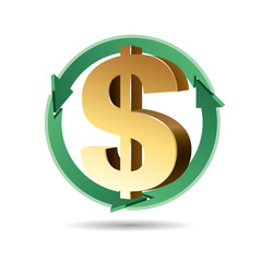 Creative design of dollar sign, Creative ideas. Dollar sign is gold,Background is white.	