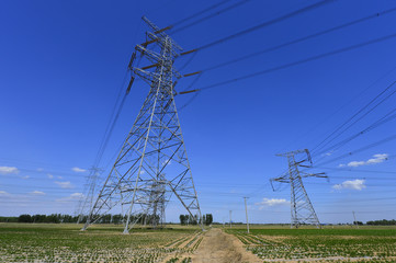 The power supply facilities of contour in the evening