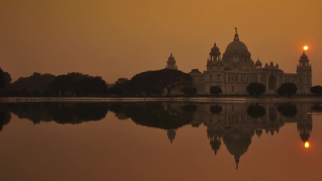 Time lapse of victoria memorial during sunset,  Kolkata, India