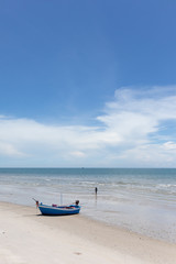 Beautiful sky and sea in the sunny day during the summer vacation in Thailand