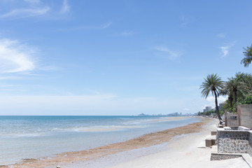 Beautiful sky and sea in the sunny day during the summer vacation in Thailand