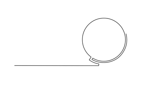 continuous line drawing of desk globe