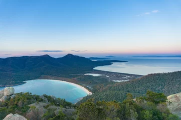 Fotobehang Aerial view on Wineglass bay and Freicynet national park © Olga K