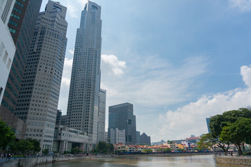 Singapore city skyscraper with Singapore river