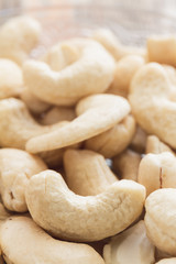 Cashew nuts close up