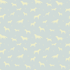 Seamless pattern with different dog breeds.
